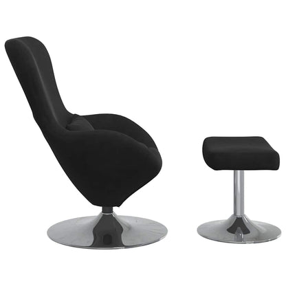 Fauteuil – Draaifauteuil – Relaxstoel – Lounge Fauteuil – Zwarte Fauteuil Met Voetensteun – Zachte Stoffering – Draaibaar