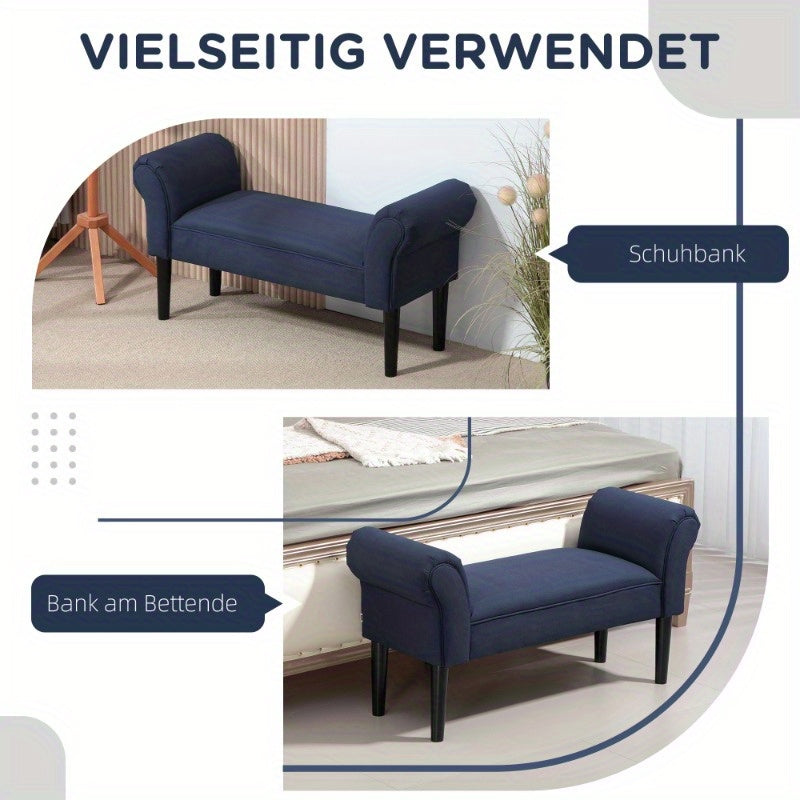 Opbergbank – Zitbank – Opbergkoffer – Poef – Bergbank – Blauw Sailcloth Stof – Stijlvol Comfortabel 102x36x51cm Max 130kg