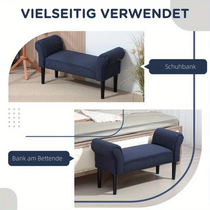 Opbergbank – Zitbank – Opbergkoffer – Poef – Bergbank – Blauw Sailcloth Stof – Stijlvol Comfortabel 102x36x51cm Max 130kg