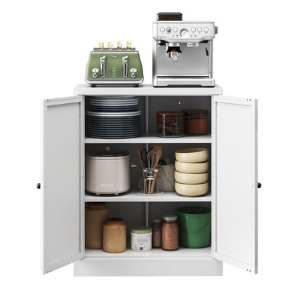 Modern White Metal Kitchen with Adjustable Shelves - Heavy-Duty Freestanding Shelving Unit, Space-Saving Vertical Design, Easy Assembly (Some Parts >5 Components), Non-Wood for Small Kitchens & Apartments)