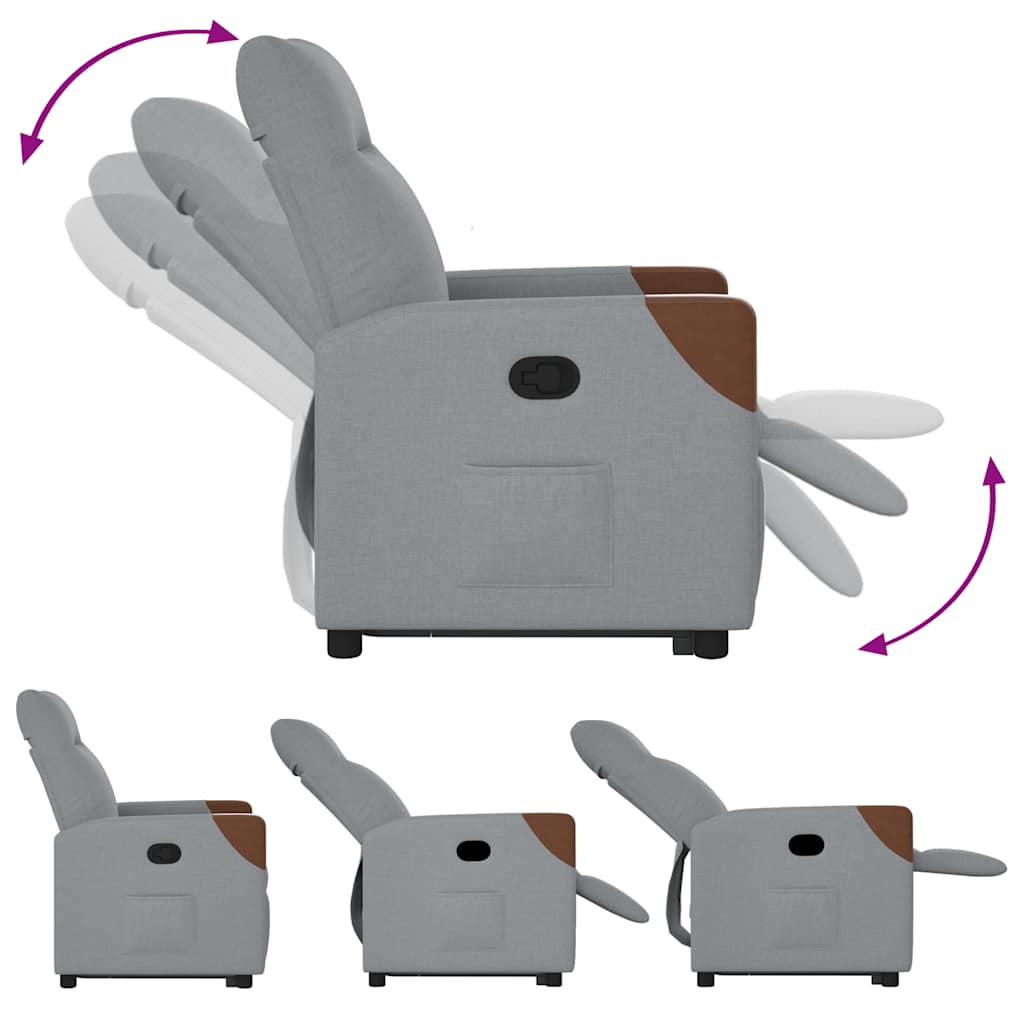 Sta-op Stoel – Elektrische Relaxstoel – Verstelbare Fauteuil – Comfortabele Zitstoel – Ergonomische Stoel Lichtgrijs – Elektrische Sta-op Functie – Verstelbaar Tot 135°