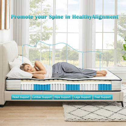 Matras – Pocketveringmatras – Tweepersoonsmatras – 7-zones matras – Koudschuimmatras – 140x200 cm – Medium-firm H3 – 21 cm hoog met foamlaag en ademende microfiber hoes