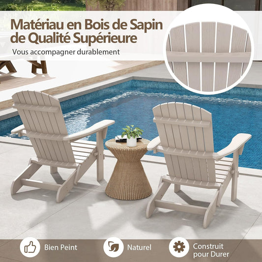 Inklapbare Adirondack stoel – Loungestoel – Tuinstoel – Balkonstoel – Campingstoel – Set van 2 – Duurzaam hout – Hoge rugleuning met brede armleuningen