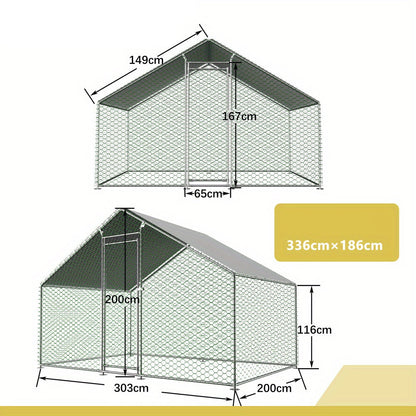 Buitenren – Kippenren – Konijnenren – Dierenren – Hekwerk Buiten – Robuust Metalen Frame – Veiligheidsluiting Met PE-Doek 3x2x2m