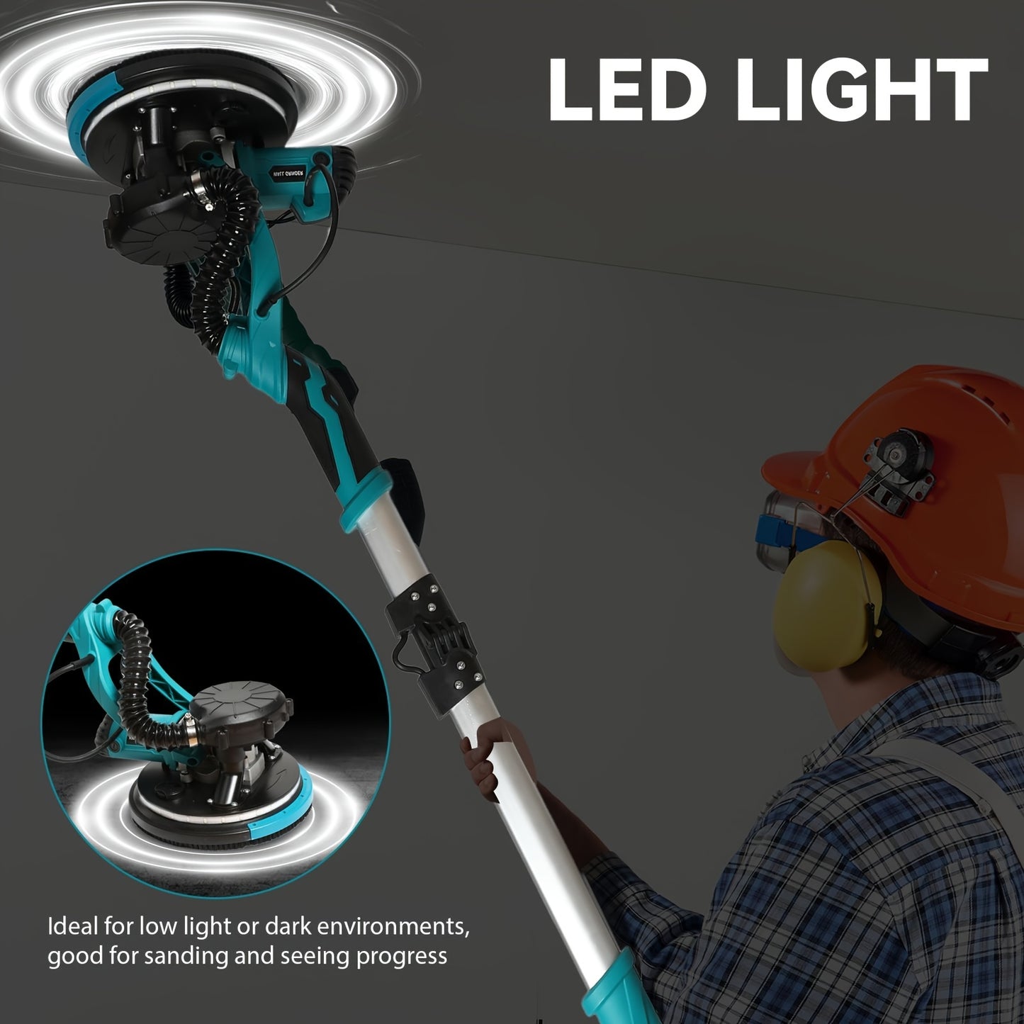 Schuurmachine – Schrotenzandmachine – Vlakschuurmachine – Wand- en Vloerschuurmachine – Handpalmschuurmachine – 1250W Vermogen – Instelbare Snelheid – Opvouwbaar Design – LED-Verlichting