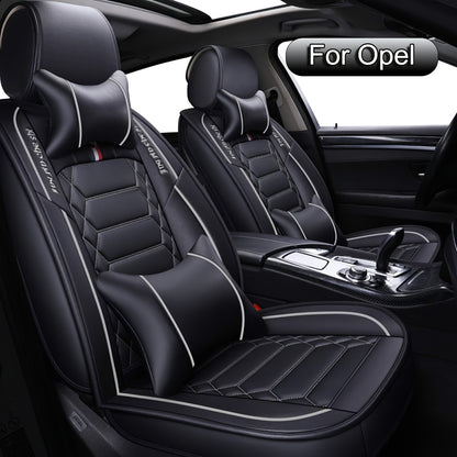 Car Seat Covers Full Set, Fit for Opel, Astra, Corsa, Insignia, Mokka, Crossland, Vectra, Grandland X, Universal PU Leather Car Seat Protectors, Adjustable Vehicle Seat Covers with Easy Installation for All Seasons, Automotiv