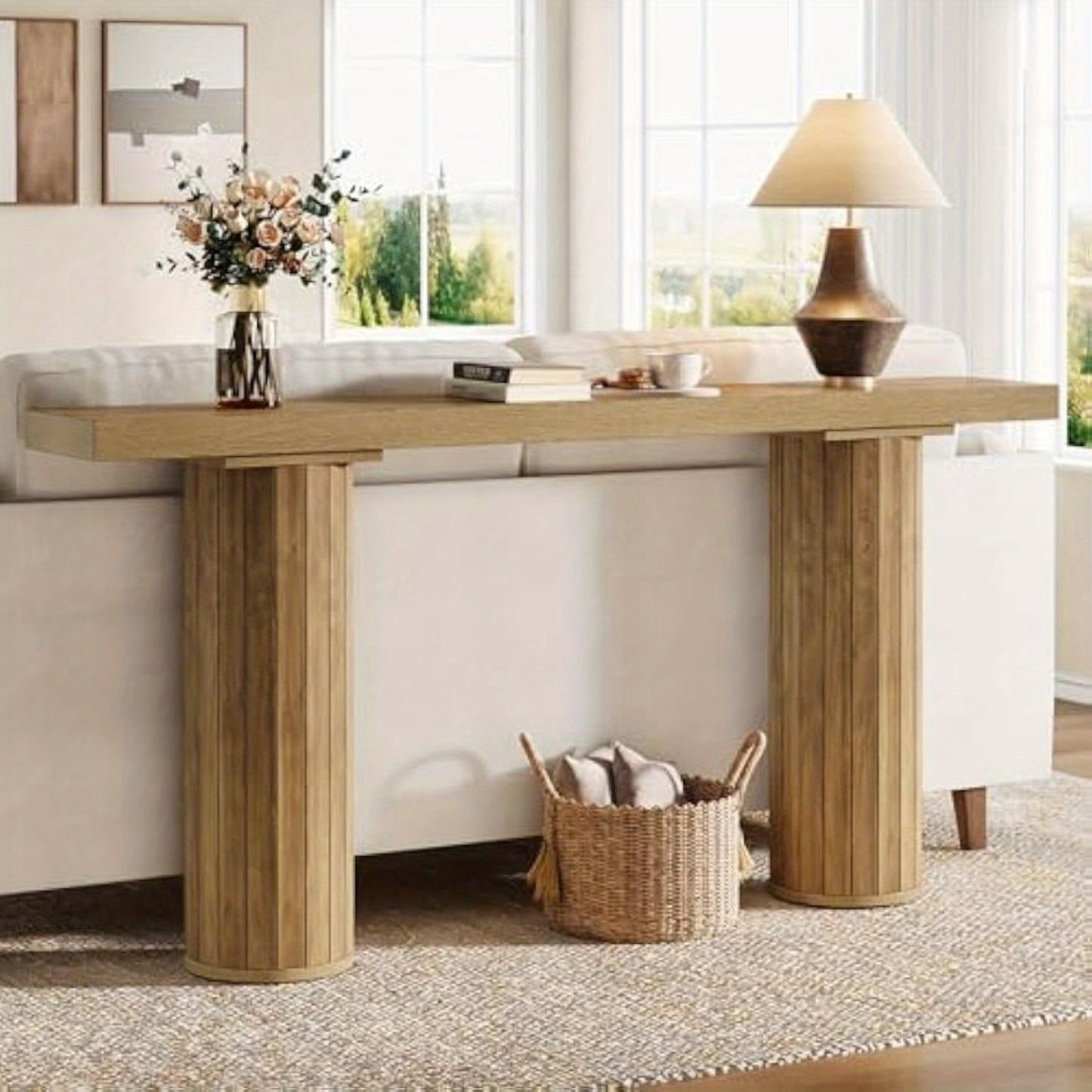 Farmhouse Console Table – Sidetable – Sofa Tafel – Haltafel – Wandtafel – 63 Inch – Wit MDF – Ruimtebesparend Smal Design – 90 KG Draagvermogen