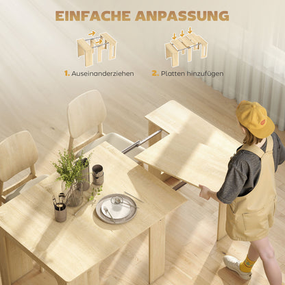 Uitschuifbare Eettafel – Uitklapbare Tafel – Keukentafel – Eetkamertafel – Vouwtafel – Natuurlijk Design – 60-180x85x75 cm – Stevig Spaanplaat