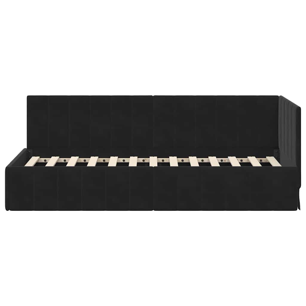 Bedframe – Bed – Eenpersoonsbed – Slaapbank – Kinderbed – Blauw Velvet Hoofdbord – Stevig Plaatmateriaal – Lattenbodem 80x200 cm