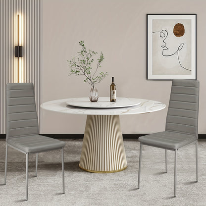 Set van 6 Eetkamerstoelen – Grijs Kunstleer met Stevige Metalen Poten – Moderne en Comfortabele Stoelen voor Keuken of Eetkamer
