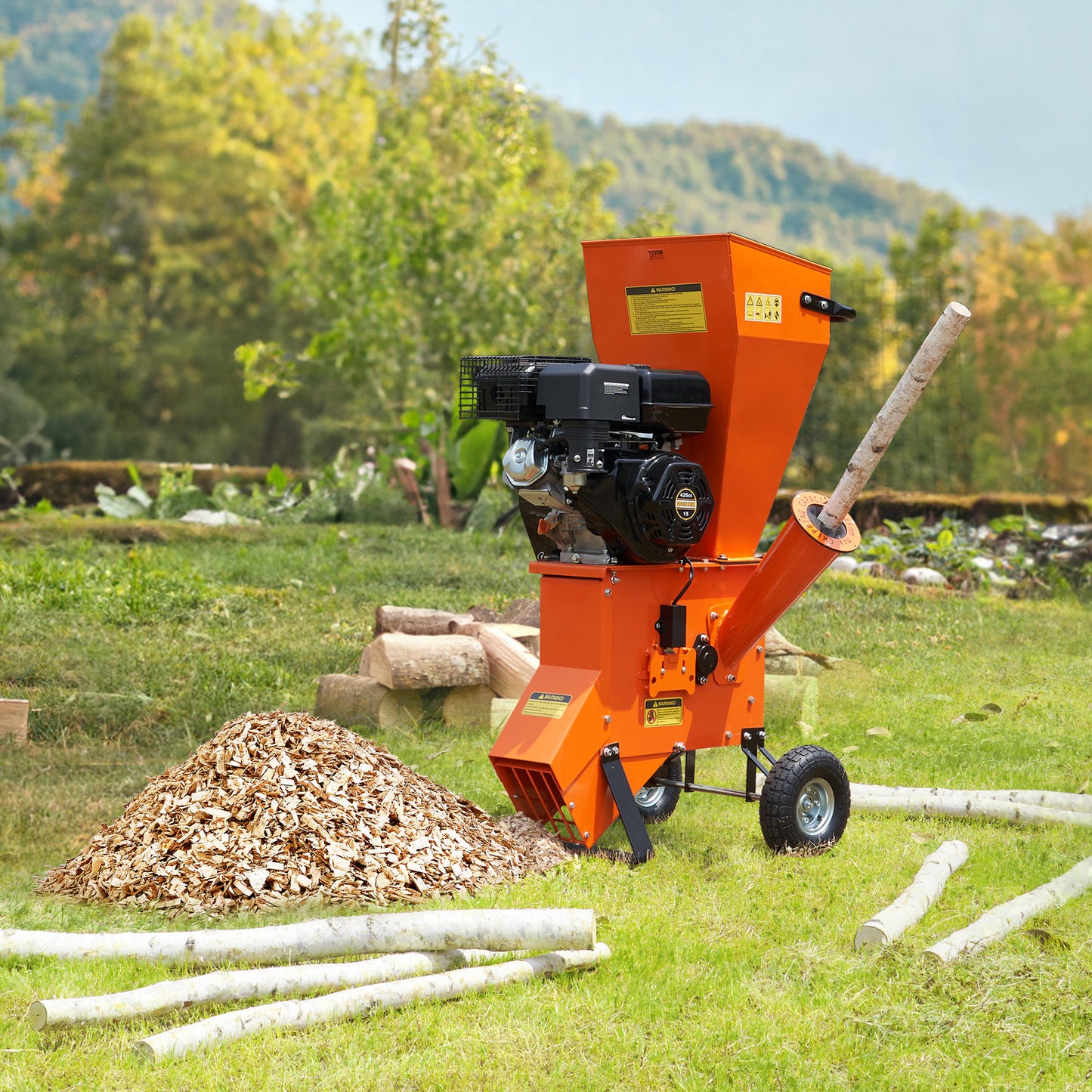 Houtversnipperaar – Tuinafvalversnipperaar – Takkenversnipperaar – Houtsnipperaar – Mulchversnipperaar – Benzine 420cc Motor – Groot Invoerkanaal 17 cm