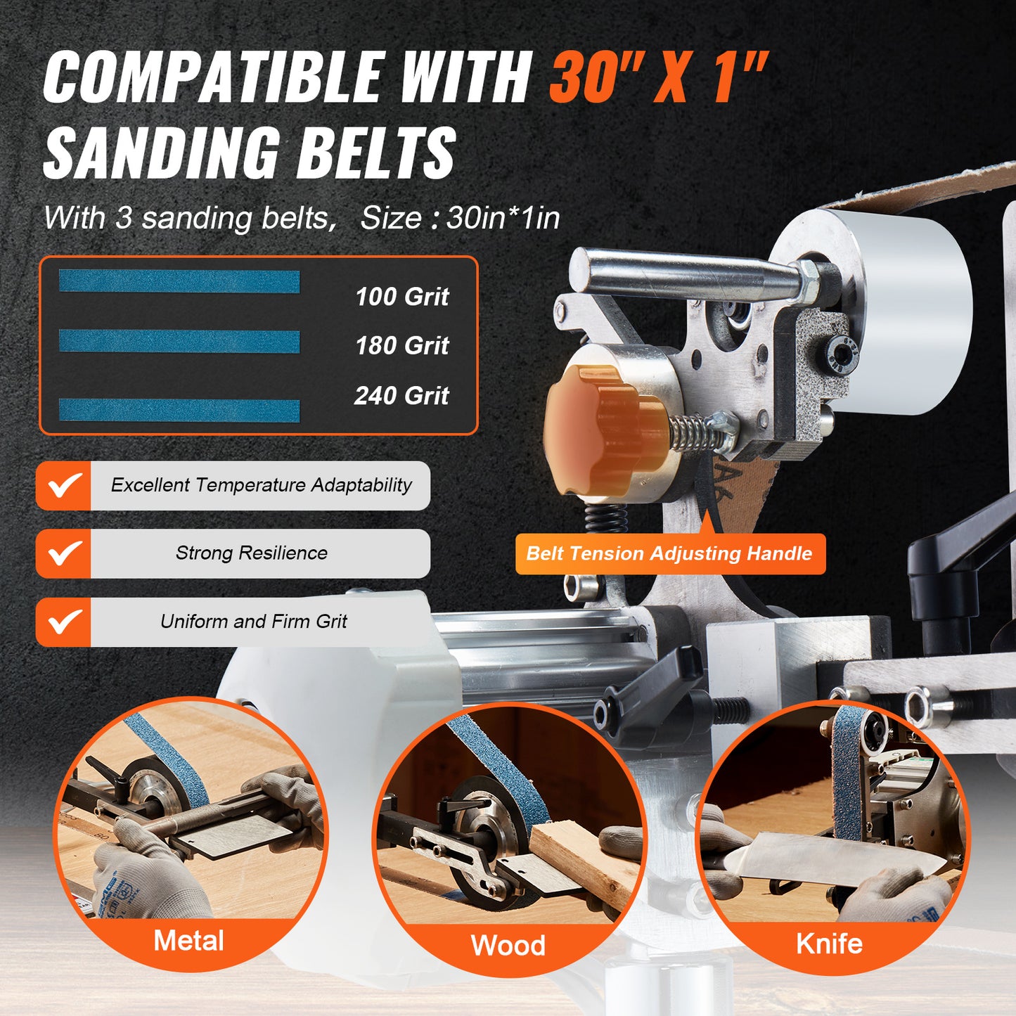 Bandenslijpmachine – Bandschuurmachine – Bandenschuurmachine – Schuurbandenslijper – Slijpmachine – Variabele Snelheidsregeling – 30 x 1 Inch Schuurband