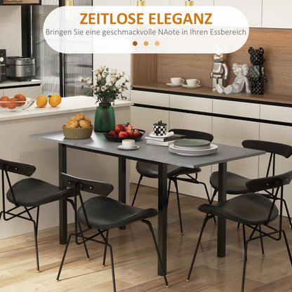 Uitklapbare Eettafel – Uitschuifbare Keukentafel – Verlengbare Tafel – Dinertafel – Woonkamertafel – Donkergrijs – Stabiel Met Antislip – Verstelbaar 110-160x70x76 cm