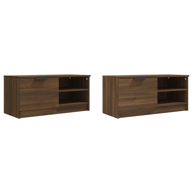 Tv-meubelen 2 st 80x35x36.5cm bewerkt hout bruin eikenkleur This TV stand is a convenient place to store various items, keeping your furniture neatly organized. Made of high-quality wood, the cabinet is strong and stable., Me
