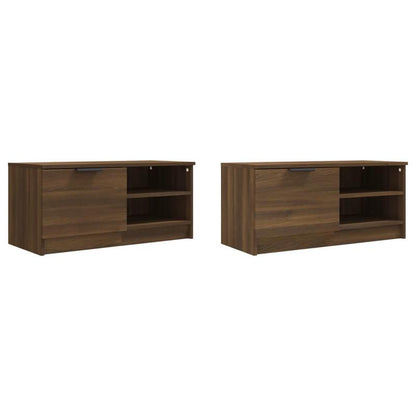 Tv-meubelen 2 st 80x35x36.5cm bewerkt hout bruin eikenkleur This TV stand is a convenient place to store various items, keeping your furniture neatly organized. Made of high-quality wood, the cabinet is strong and stable., Me