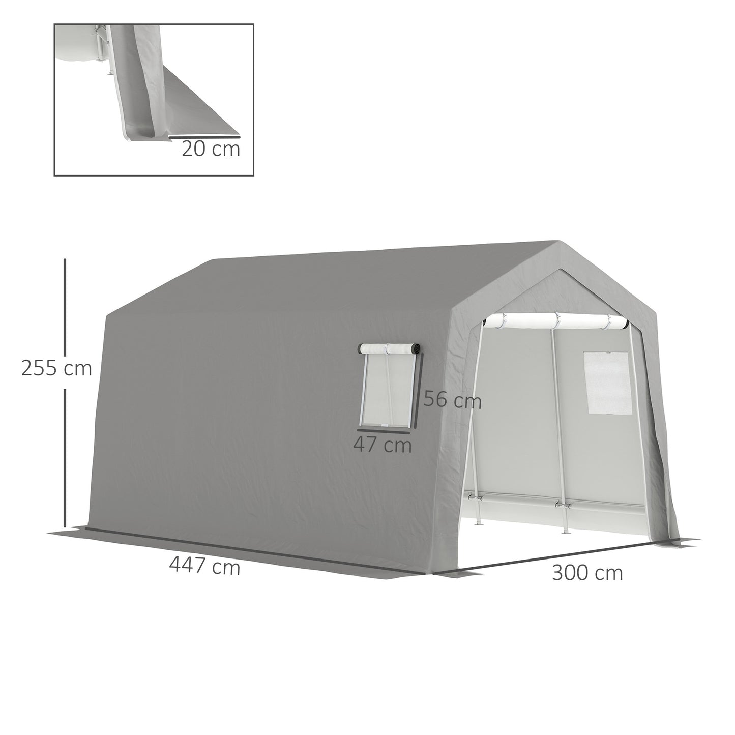Fietsenstalling – Fietsberging – Fietsenhok – Tuinschuur – Opbergschuur – Waterdicht Polyester – Gegalvaniseerd Stalen Frame – 3 x 4,5 x 2,5 m – Lichtgrijs