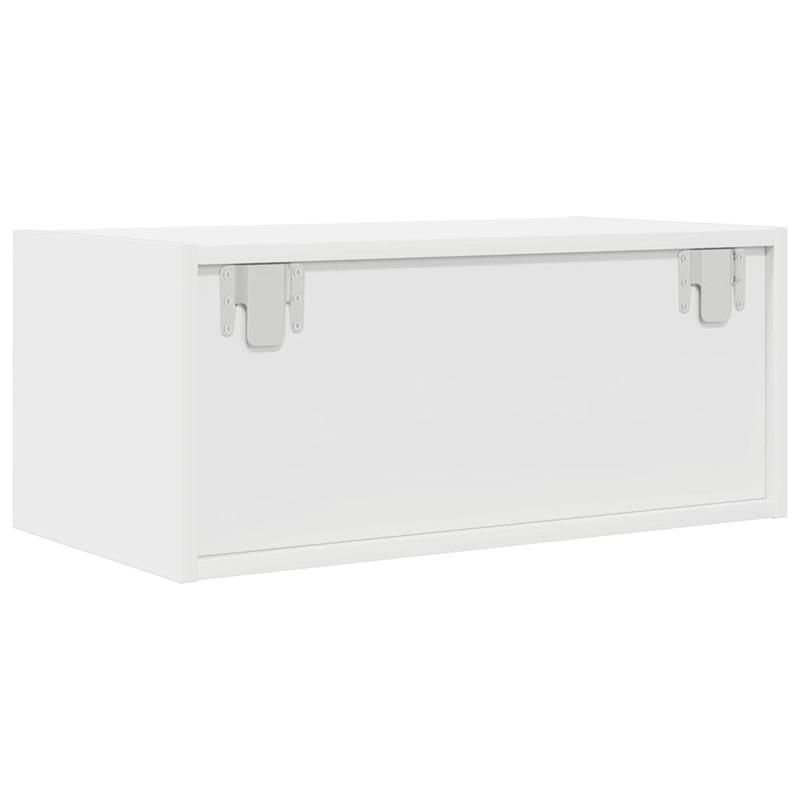 2pcs White Modern Minimalist Floating TV Stand with Storage - Heavy-Duty Hardwood Construction, Wall-Mounted Media Console with Open & Closed Shelving, Space-Saving Design for Flat-Screen TVs, Cable Management System, Easy As
