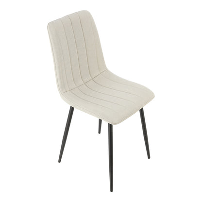 Eetkamerstoel – Stoel – Zitstoel – Keukenstoel – Dining Chair – Set Van 4 – Lichtbeige Polyester Bekleding – Stalen Frame Poedercoating