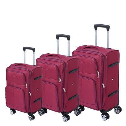 Koffers – Kofferset – Reiskoffers – Bagage Set – Handbagage – Krasbestendig & Duurzaam – Draaibare Spinner Wieltjes – Burgundy Red