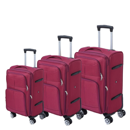 Koffers – Kofferset – Reiskoffers – Bagage Set – Handbagage – Krasbestendig & Duurzaam – Draaibare Spinner Wieltjes – Burgundy Red