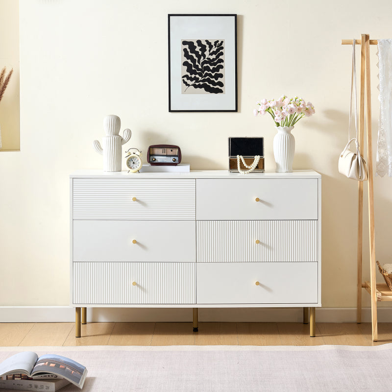 Ladekast – Ladenkast – Commode – Opbergkast – Dressoir – 6 Lades – MDF Wit – Stalen Poten – 120x40x78 cm