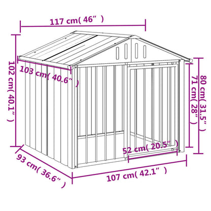 Dog hut with roof black 117x103x102cm galvanized steel This dog kennel provides plenty of space for your furry friend to be safe and comfortable.,  Pet Shelter, Spacious Kennel, Rustproof Material, Heavyduty Kennel, Dog House