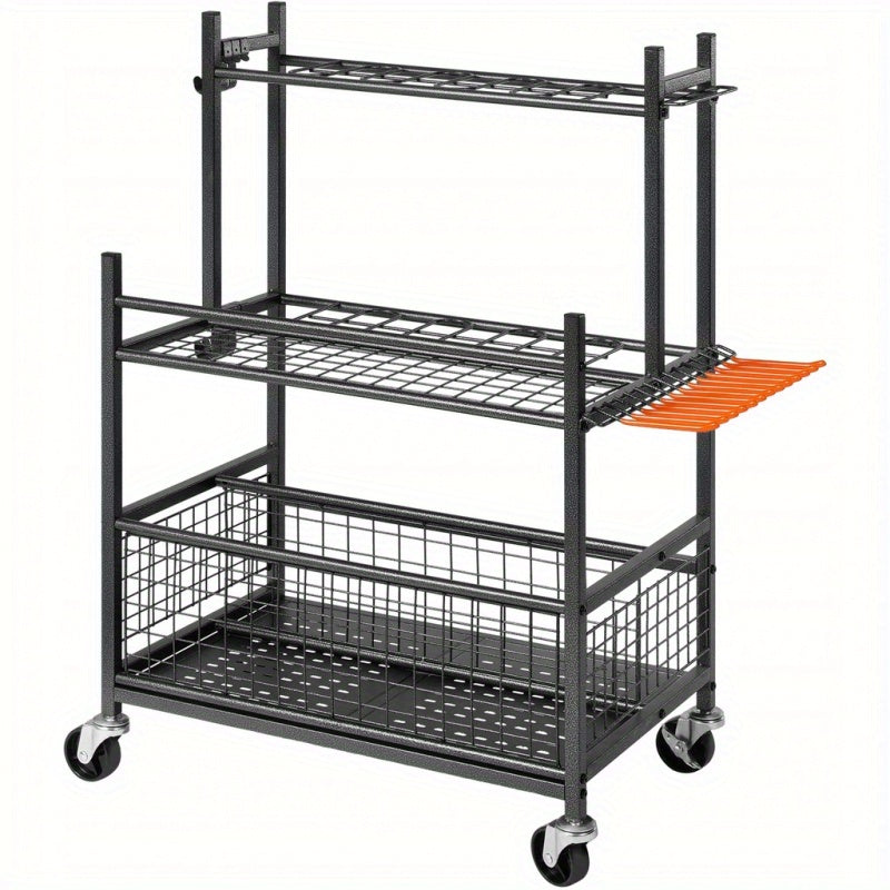 Tuingereedschap Organizer – Gereedschaphouder – Tuinopberger – Tuinrek – Metalen Organizer – Koolstofstaal – Met Wielen