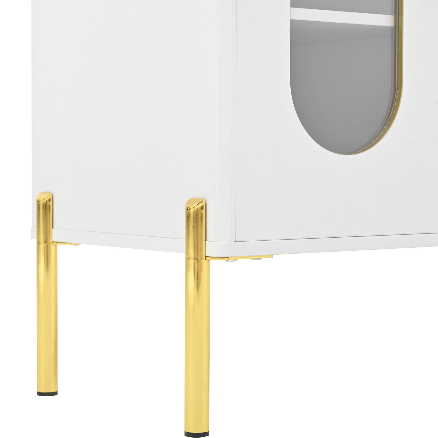Sideboard – Dressoir – Buffetkast – Opbergkast – Wijnkast – Wit Met Gouden Accenten – Verstelbare Planken En Wijnrek – 120x38x90 Cm