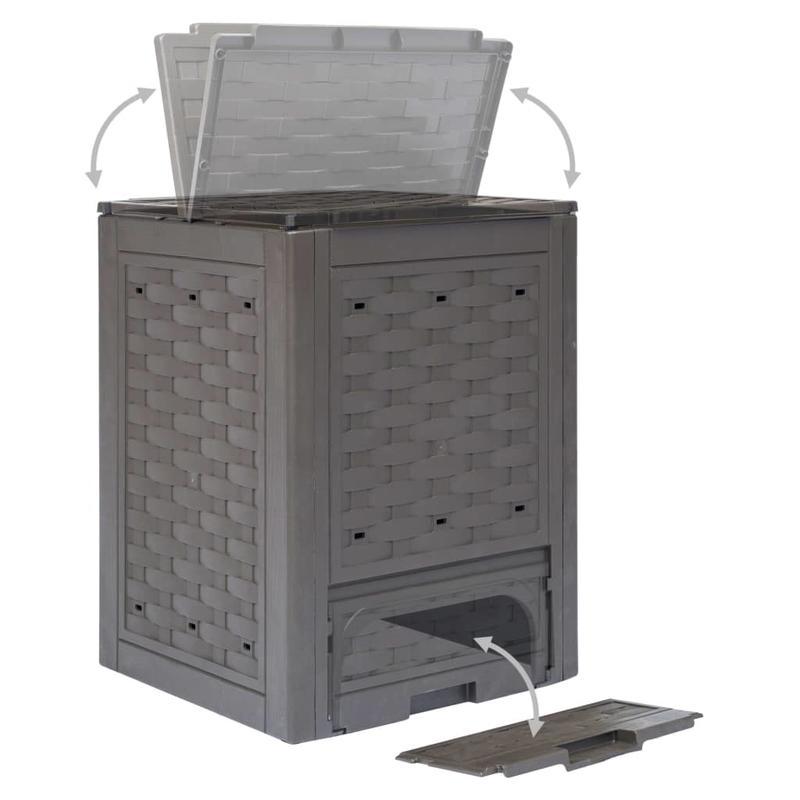 Compostbak – Compostvat – Composter – Composteerbak – Tuincompostbak – Bruin Rattan Kunststof – 300 Liter Inhoud – 60x60x83 cm