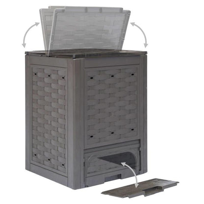 Compostbak – Compostvat – Composter – Composteerbak – Tuincompostbak – Bruin Rattan Kunststof – 300 Liter Inhoud – 60x60x83 cm