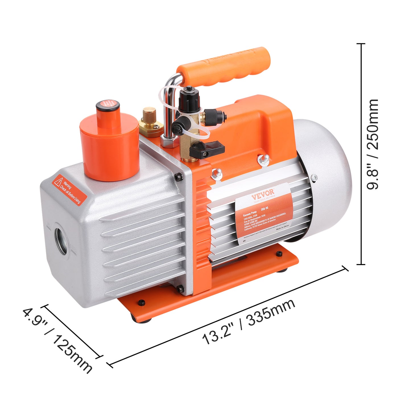 Vacuümpomp – Vacuümmachine – Airconditioningpomp – 2-traps Vacuümpomp – 198 L/min Capaciteit – Krachtige 370W Koperen Motor – Robuuste Aluminium Behuizing