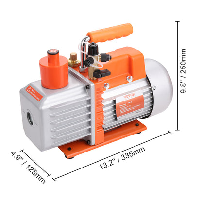 Vacuümpomp – Vacuümmachine – Airconditioningpomp – 2-traps Vacuümpomp – 198 L/min Capaciteit – Krachtige 370W Koperen Motor – Robuuste Aluminium Behuizing