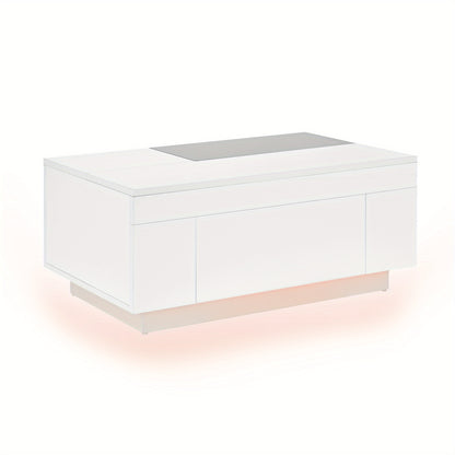Modern Metal Coffee Table with Retractable Black & White Glossy Top & Hidden Storage - Easy Assembly, Space-Saving Design, Durable Metal Construction for Contemporary Living Room Furniture, Minimalist Center Table for Apartme