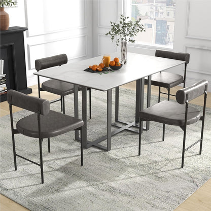 Eetkamerstoelen – Stoelen – Keukenstoelen – Design Stoelen – Armloze Stoelen – Ergonomisch Comfort – Grijs PVC Kunstleer