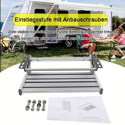 Opstap Caravan – Instaptrap Camper – Inklapbare Trede Motorhome – Reistrap Caravan – Aluminium Opstap – Draagvermogen 150 Kg – Compact En Roestvrij