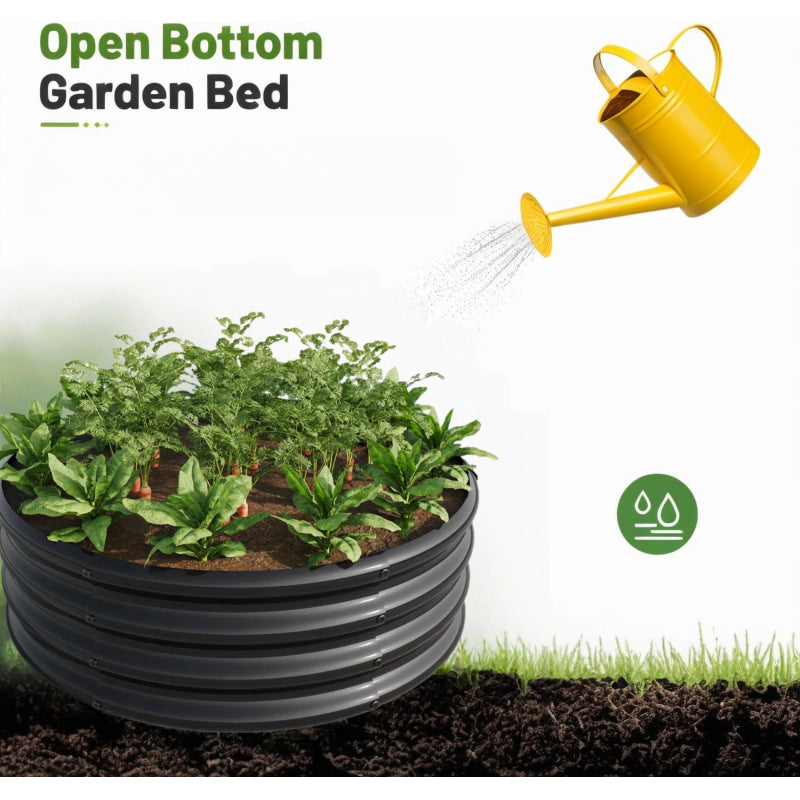 Verhoogde Border – Borderrand – Tuinbak – Plantenbak – Moestuinbak – Gegalvaniseerd Staal – Diameter 60,96 cm – Set Van 2