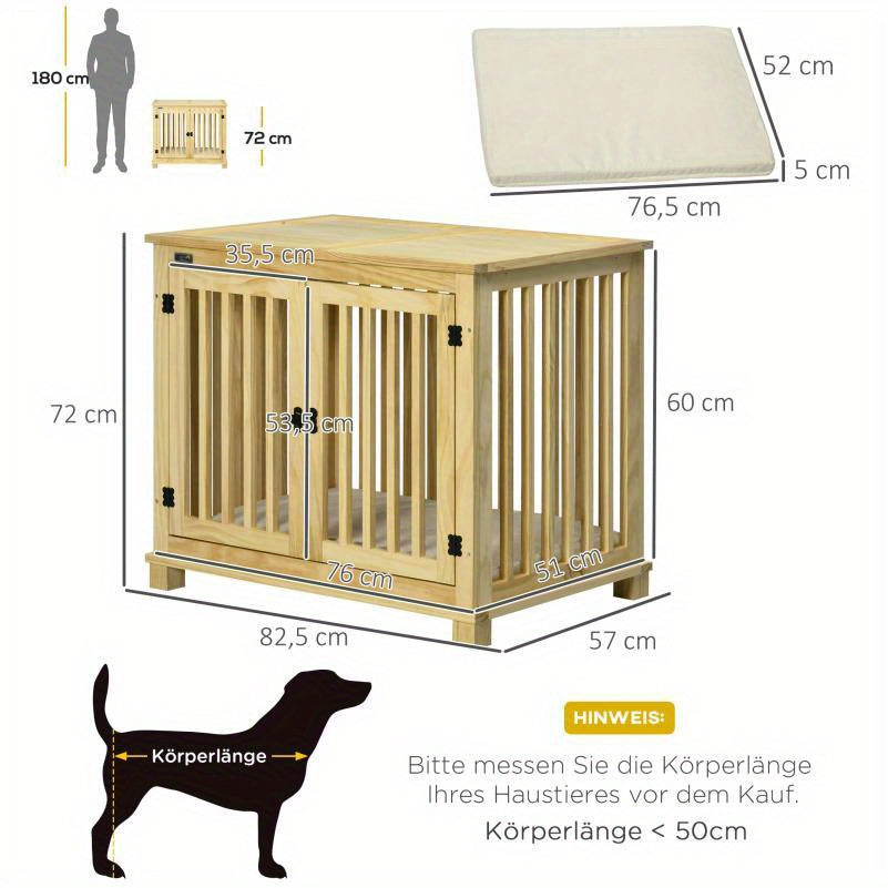 Houten Hondenmand – Hondenhuisje – Huisdierbed – Hondenkussen – Hondenbench – Natuurlijk Hout – Ruim Interieur – Ventilatierooster & Afneembare Tray