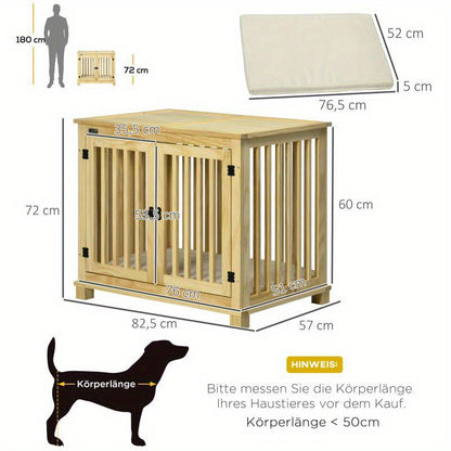 Houten Hondenmand – Hondenhuisje – Huisdierbed – Hondenkussen – Hondenbench – Natuurlijk Hout – Ruim Interieur – Ventilatierooster & Afneembare Tray