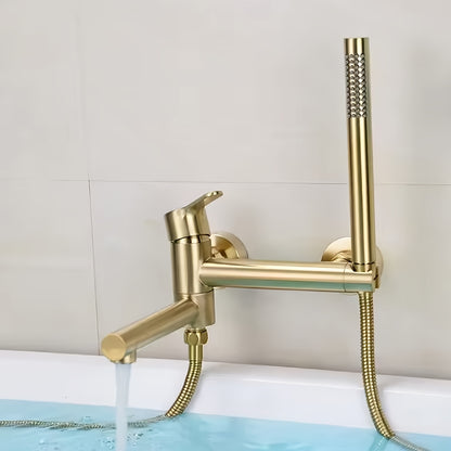 Badkraan – Badmengkraan – Douchekraan – Badthermostaat – Mengkraan – Wandmontage – Met Handdouche – 304 RVS Geborsteld Goud