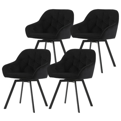 Draaistoelen Eetkamer – Keukenstoelen – Eetkamerstoelen – Stoelen Met Armleuningen – Set Van 2 – Velvet Bekleding – Memory Foam Zitting