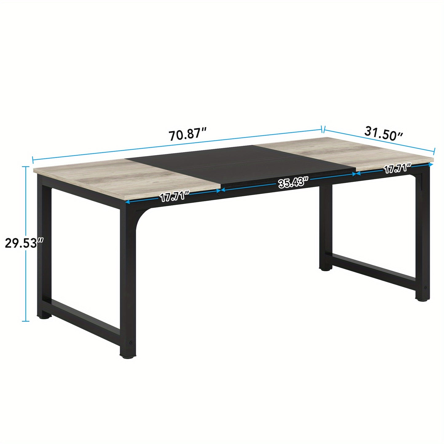 Eettafel – Tafel – Dinertafel – Keukentafel – Eetkamertafel – Industrieel Modern Design – 180x80 cm Groot Formaat – Stevige Metalen Poten Gris MDF Blad