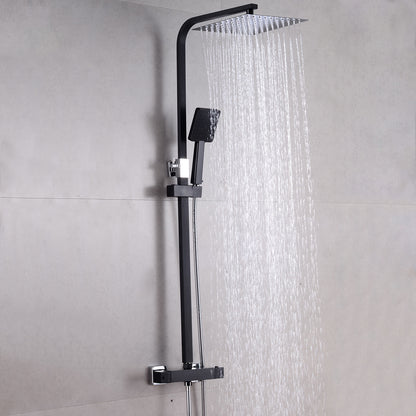 Regendouche Systeem – Douchekolom – Regendouchekop – Handdouche – Douche Set – Roestvrij Staal – Wandmontage – Zwart Mat – Waterbesparend – Luxe Vierkant Design