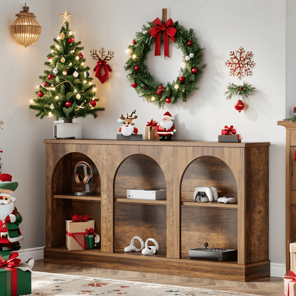 Console Tafel – Sidetable – Halmeubel – Opbergtafel – TV Meubel – Industrieel Design – 160 cm Breed – MDF Donkerbruin