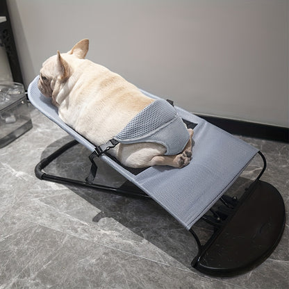 Small Dog Rocker Bed with Breathable Mesh | Adjustable Pet Sleeper, 18kg Capacity & Cooling Support | Portable for Puppies, Apartments 40x80x52cm
