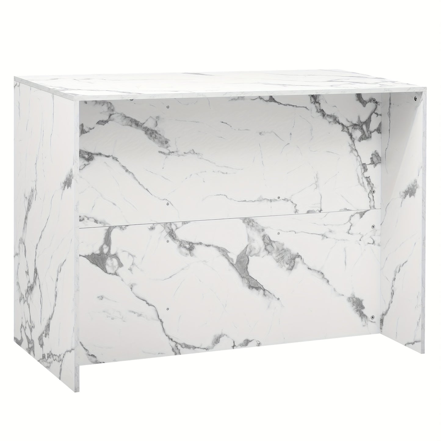 Grote Keukenisland – Keukeneiland – Buffetkast – Modern Meubel – Eilandkast Wit Marmer – 120x60x90,5 cm – Soft-Close Lades – Verstelbare Planken