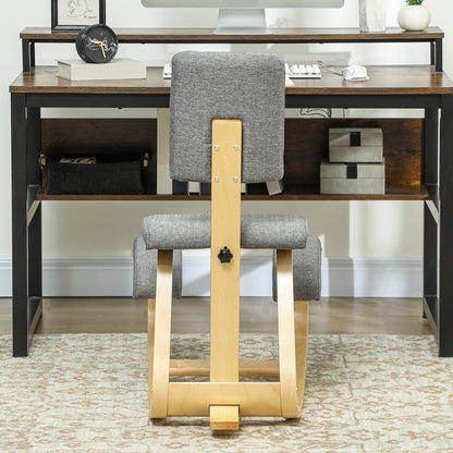 Kniestoel – Ergonomische Bureaustoel – Knielstoel – Zitknieler – Rocking Chair – Verbeterde Houding – Massief Beukenhout – Grijs
