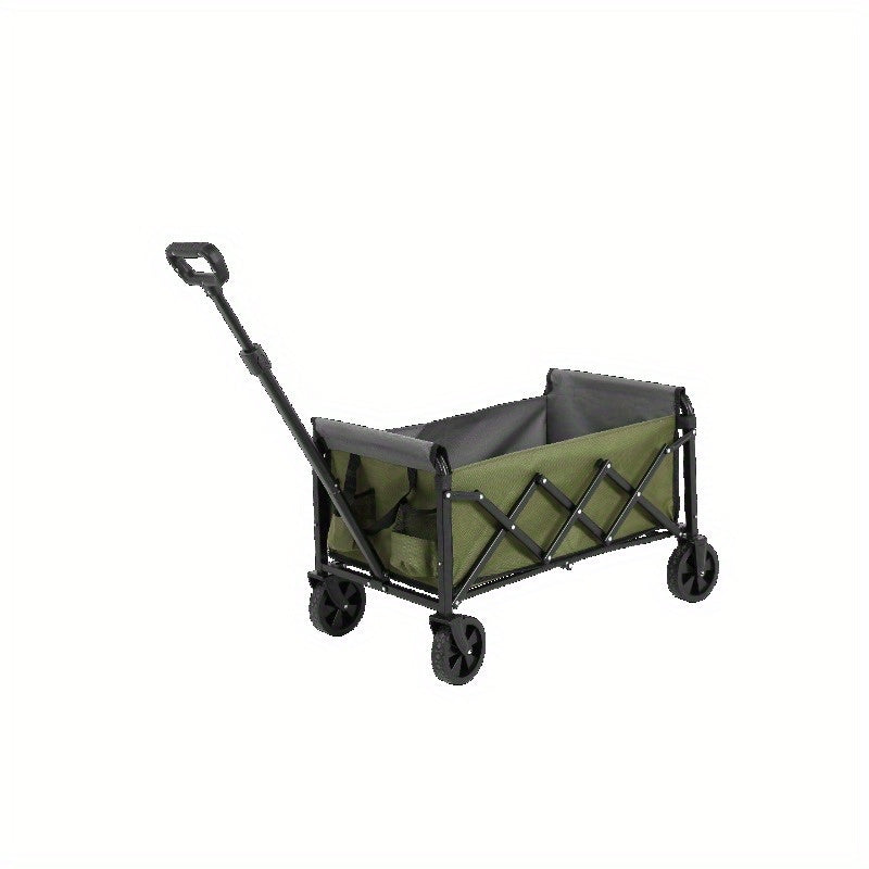 Opvouwbare Bolderkar – Vouwkar – Strandkar – Trolley – Transportkar – Stevig Zwart Frame – Groen Ademend Gaas