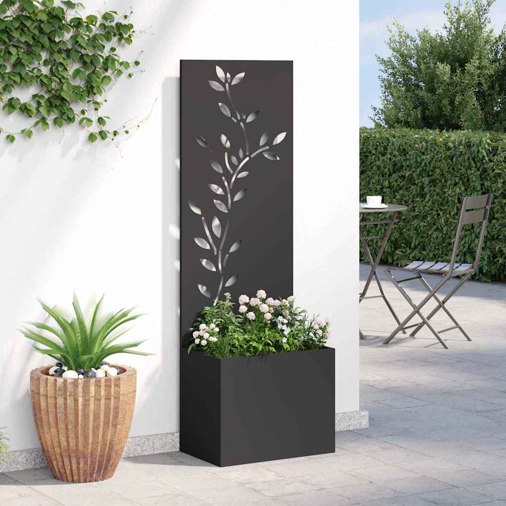 Grote Zwarte Metalen Bloempot – Outdoor Plantenbak – Balkon Bloembak – Moderne Tuinbak – Verticale Plantenbak – Duurzame Metaalconstructie – 50x140 cm Space-Saving Design