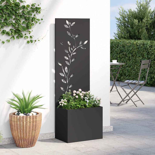 Grote Zwarte Metalen Bloempot – Outdoor Plantenbak – Balkon Bloembak – Moderne Tuinbak – Verticale Plantenbak – Duurzame Metaalconstructie – 50x140 cm Space-Saving Design