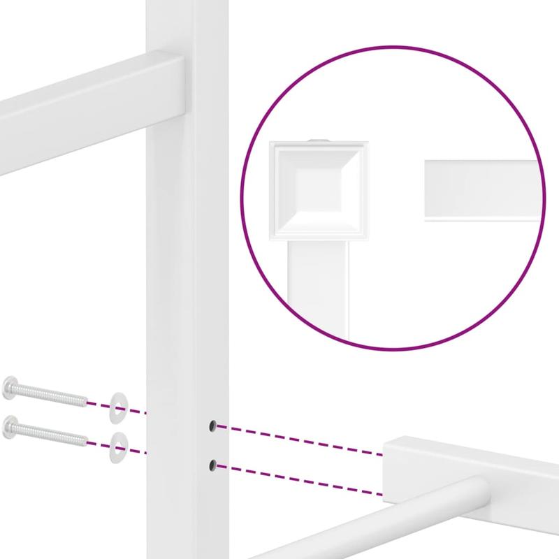 Modern White Metal Bed Frame with Headboard, 120x200cm - Powder-Coated Steel for Strength & Stability, Minimalist Design for Contemporary Bedrooms
